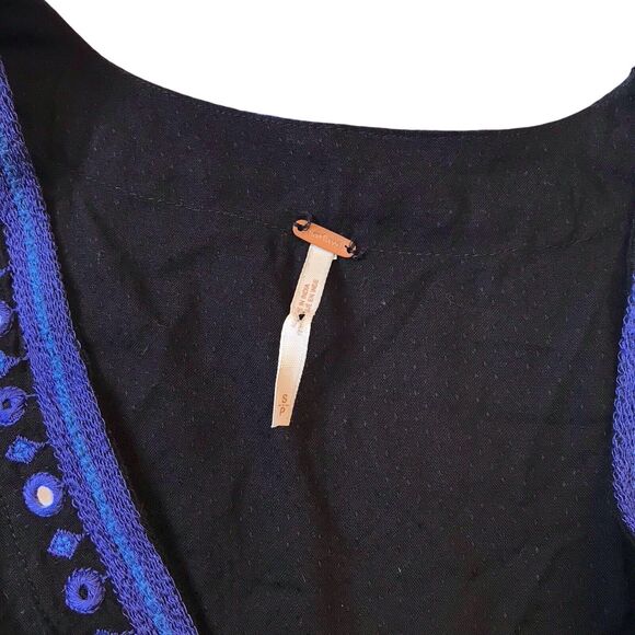 Free‎ People Black Lace Balloon Long Sleeve Boogie All Night Womens Size S Boho - Picture 3 of 9